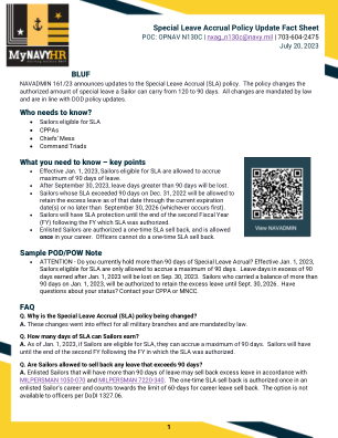 特殊休假累积政策更新情况说明书 - MyNavyHR